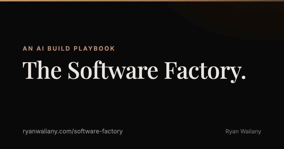 The Software Factory: An AI Build Playbook by Ryan Waliany